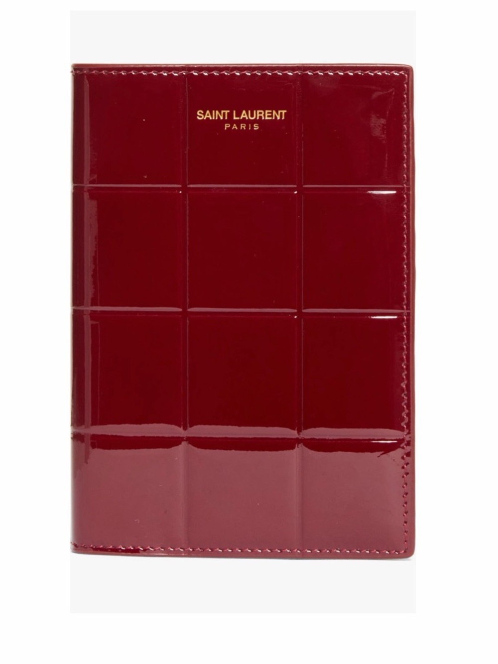 YSL Saint Laurent Patent Leather Passport Case Wallet Burgundy Grenade NWT